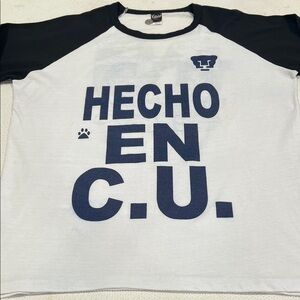 PUMAS, hecho en C.U. 3/4 sleeve Black and White Graphic T-Shirt SUPER RARE!!